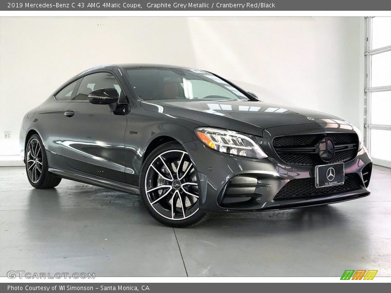 Graphite Grey Metallic / Cranberry Red/Black 2019 Mercedes-Benz C 43 AMG 4Matic Coupe