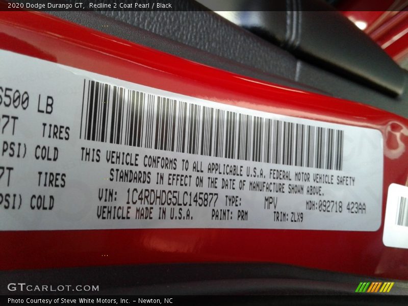 Redline 2 Coat Pearl / Black 2020 Dodge Durango GT