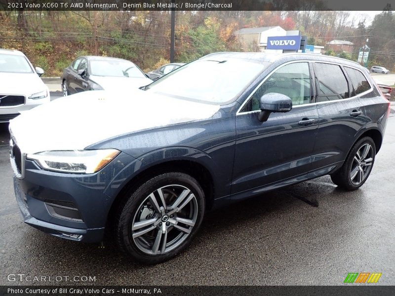 Denim Blue Metallic / Blonde/Charcoal 2021 Volvo XC60 T6 AWD Momentum