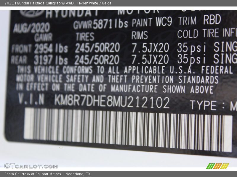 Hyper White / Beige 2021 Hyundai Palisade Calligraphy AWD