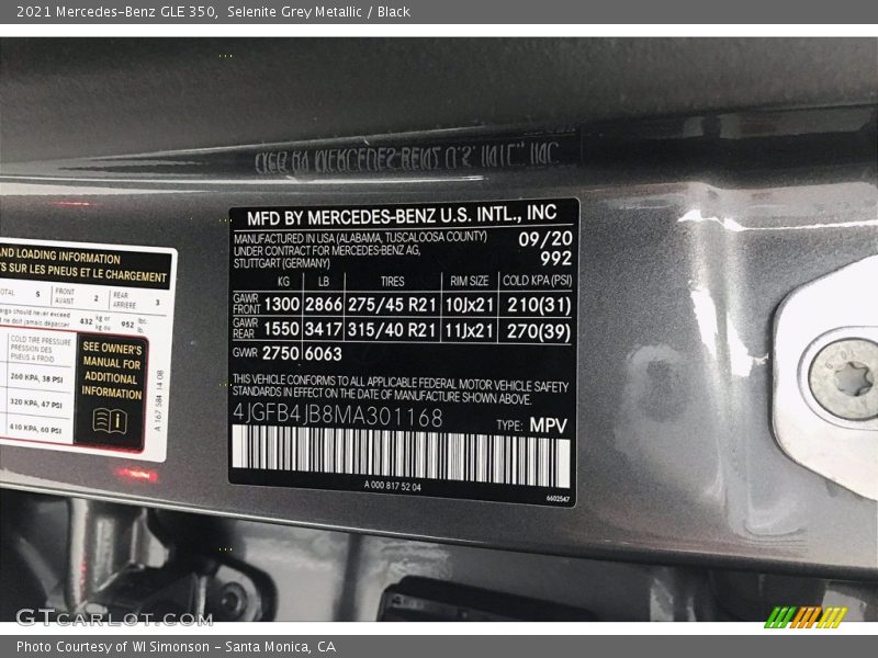 Selenite Grey Metallic / Black 2021 Mercedes-Benz GLE 350