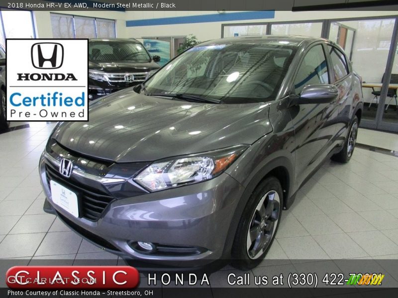 Modern Steel Metallic / Black 2018 Honda HR-V EX AWD