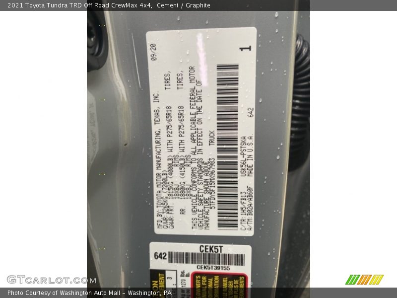 Cement / Graphite 2021 Toyota Tundra TRD Off Road CrewMax 4x4