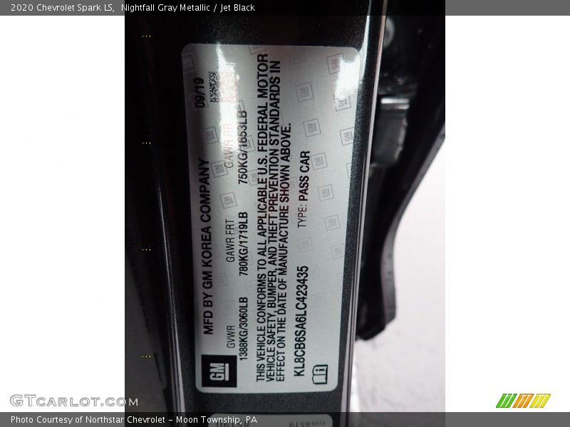 Nightfall Gray Metallic / Jet Black 2020 Chevrolet Spark LS