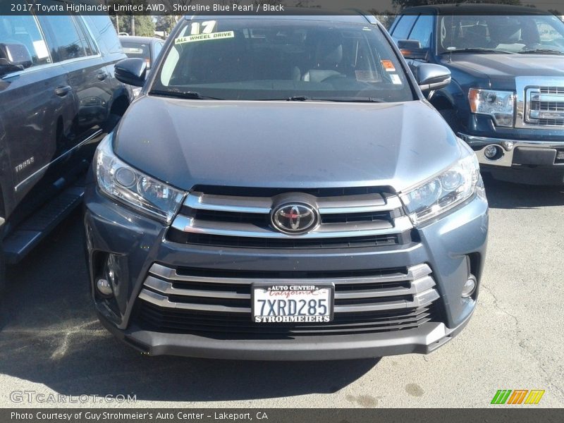 Shoreline Blue Pearl / Black 2017 Toyota Highlander Limited AWD