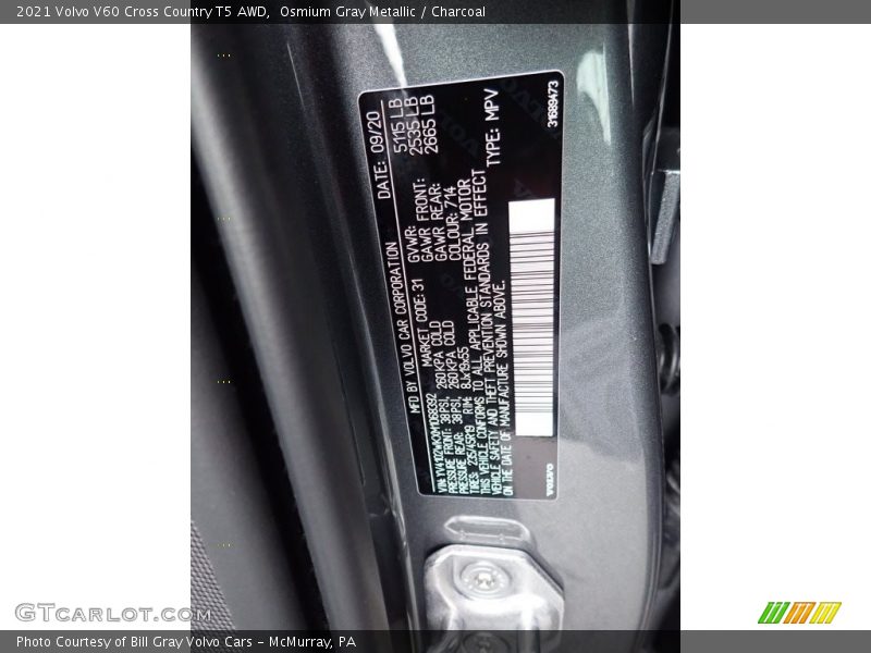 Osmium Gray Metallic / Charcoal 2021 Volvo V60 Cross Country T5 AWD