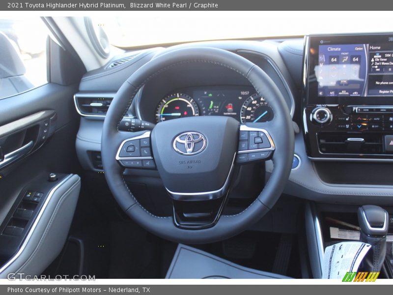 Blizzard White Pearl / Graphite 2021 Toyota Highlander Hybrid Platinum