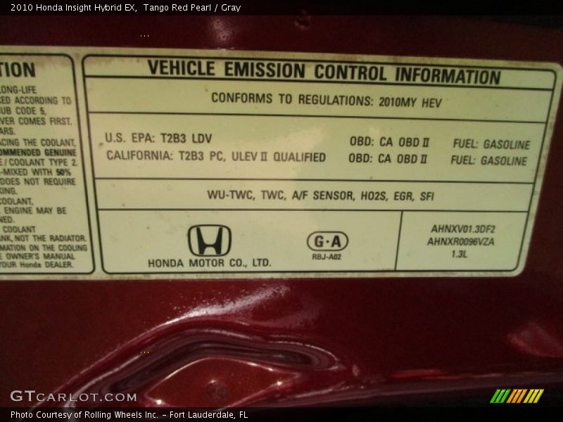 Tango Red Pearl / Gray 2010 Honda Insight Hybrid EX