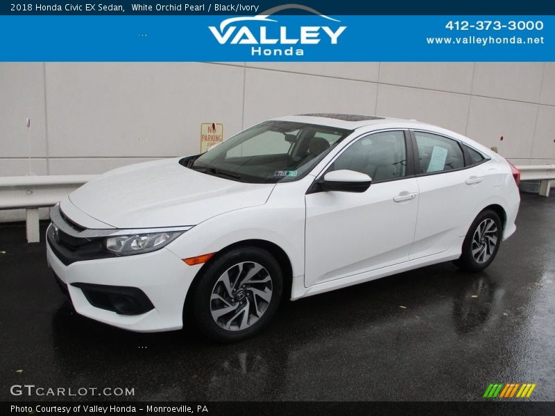 White Orchid Pearl / Black/Ivory 2018 Honda Civic EX Sedan