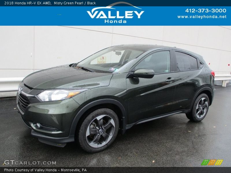 Misty Green Pearl / Black 2018 Honda HR-V EX AWD