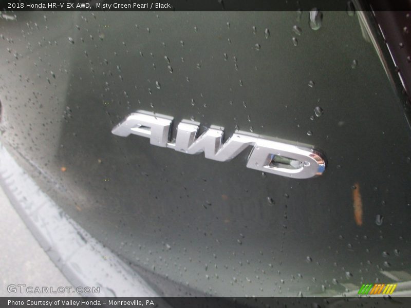 Misty Green Pearl / Black 2018 Honda HR-V EX AWD