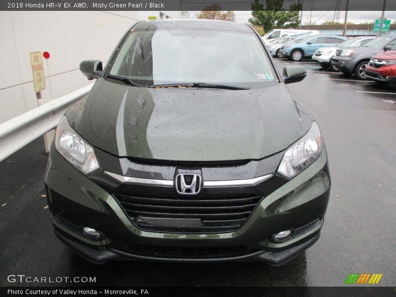 Misty Green Pearl / Black 2018 Honda HR-V EX AWD