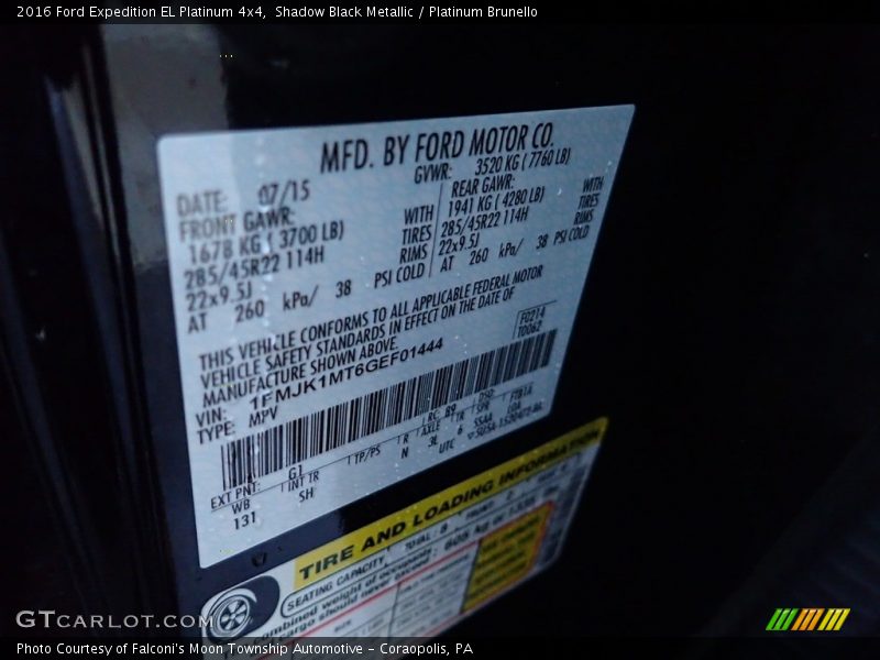 Shadow Black Metallic / Platinum Brunello 2016 Ford Expedition EL Platinum 4x4