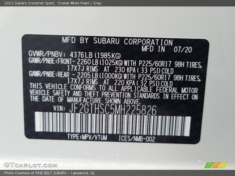 Crystal White Pearl / Gray 2021 Subaru Crosstrek Sport