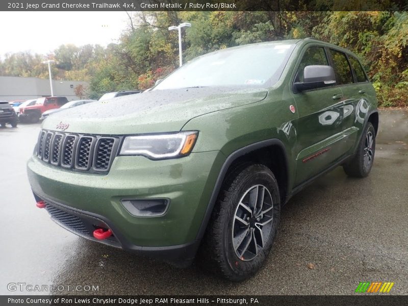 Green Metallic / Ruby Red/Black 2021 Jeep Grand Cherokee Trailhawk 4x4