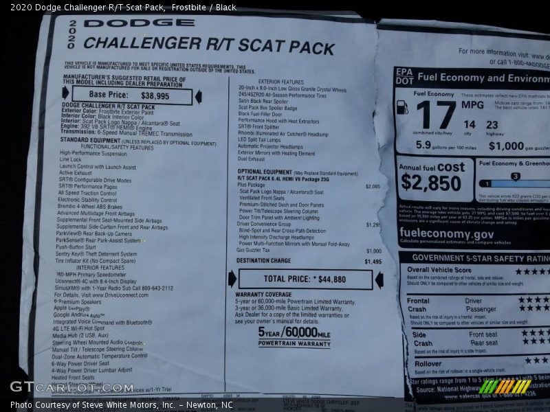 Frostbite / Black 2020 Dodge Challenger R/T Scat Pack