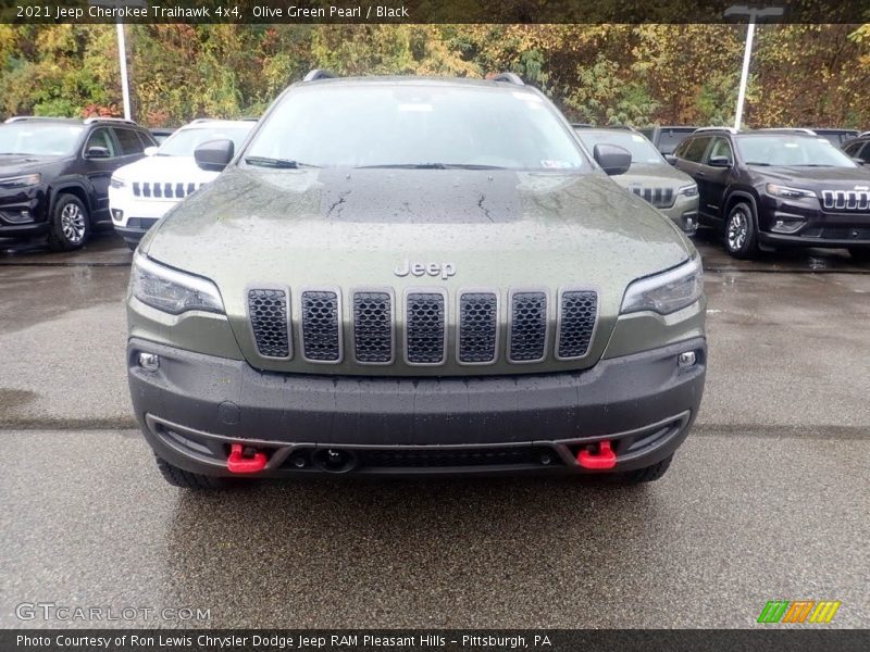 Olive Green Pearl / Black 2021 Jeep Cherokee Traihawk 4x4