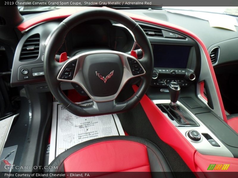 Shadow Gray Metallic / Adrenaline Red 2019 Chevrolet Corvette Grand Sport Coupe