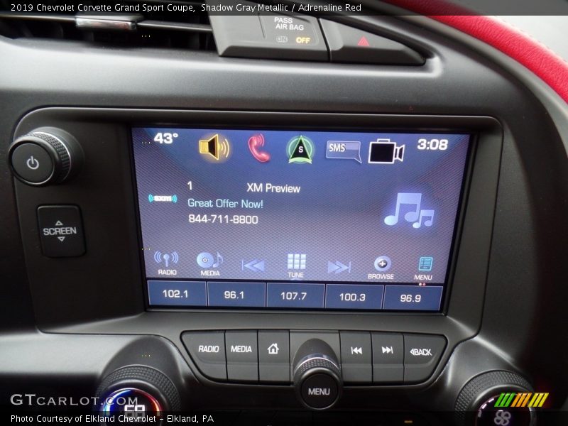 Shadow Gray Metallic / Adrenaline Red 2019 Chevrolet Corvette Grand Sport Coupe