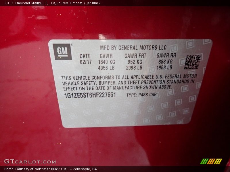 Cajun Red Tintcoat / Jet Black 2017 Chevrolet Malibu LT