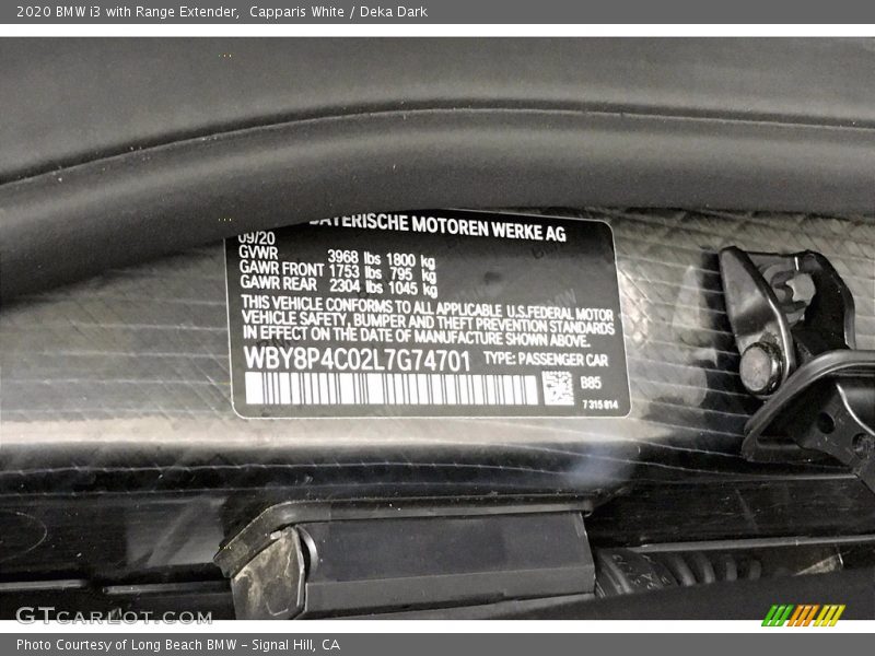 Capparis White / Deka Dark 2020 BMW i3 with Range Extender