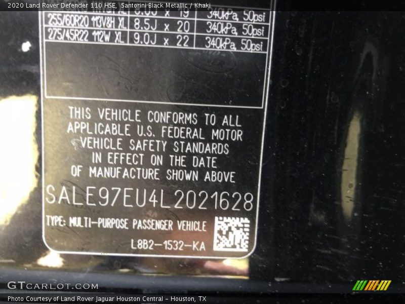 Santorini Black Metallic / Khaki 2020 Land Rover Defender 110 HSE