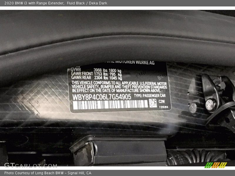 Fluid Black / Deka Dark 2020 BMW i3 with Range Extender