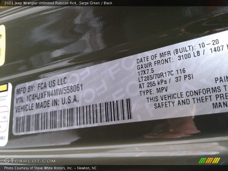 Sarge Green / Black 2021 Jeep Wrangler Unlimited Rubicon 4x4