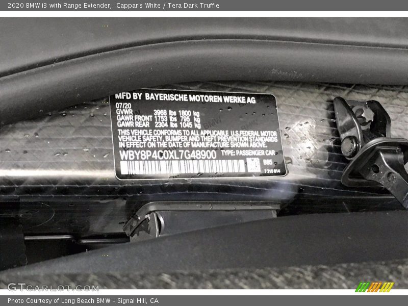 Capparis White / Tera Dark Truffle 2020 BMW i3 with Range Extender
