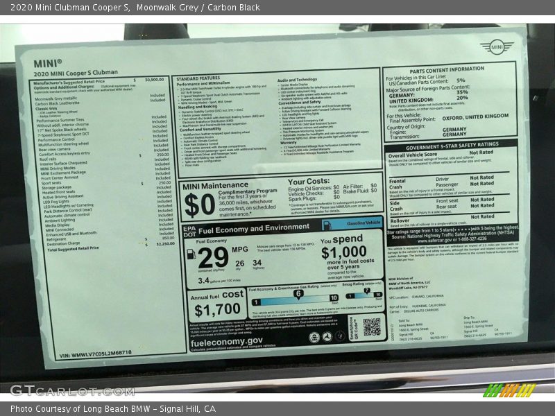 Moonwalk Grey / Carbon Black 2020 Mini Clubman Cooper S