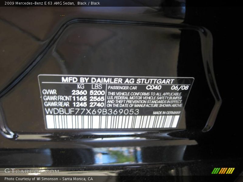 Black / Black 2009 Mercedes-Benz E 63 AMG Sedan