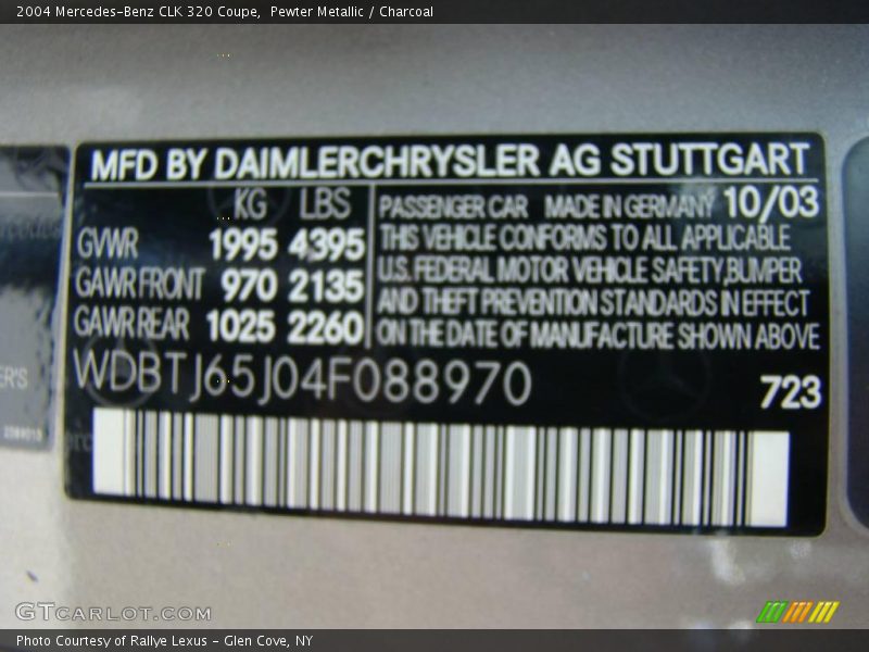 Pewter Metallic / Charcoal 2004 Mercedes-Benz CLK 320 Coupe