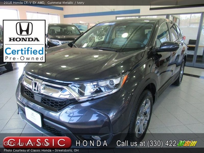Gunmetal Metallic / Ivory 2018 Honda CR-V EX AWD
