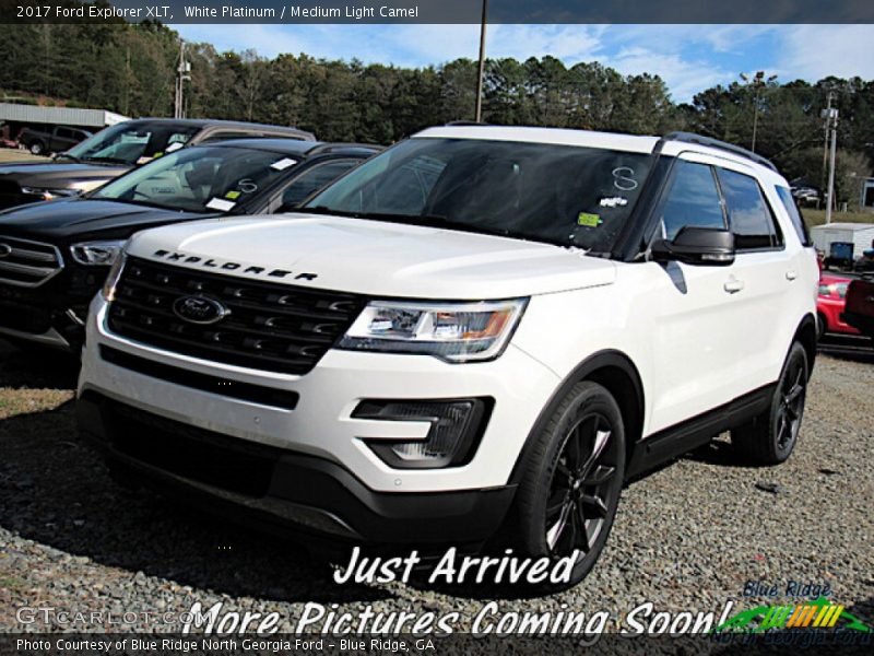 White Platinum / Medium Light Camel 2017 Ford Explorer XLT