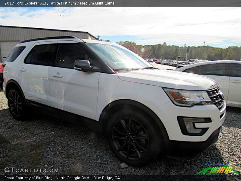 White Platinum / Medium Light Camel 2017 Ford Explorer XLT