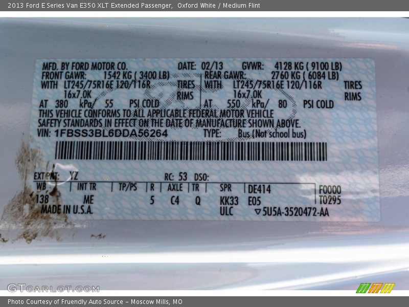 Oxford White / Medium Flint 2013 Ford E Series Van E350 XLT Extended Passenger