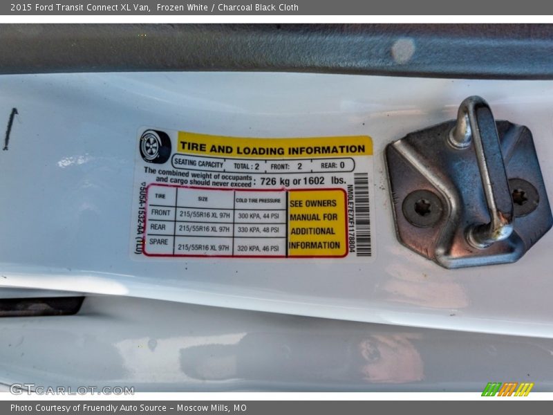 Frozen White / Charcoal Black Cloth 2015 Ford Transit Connect XL Van