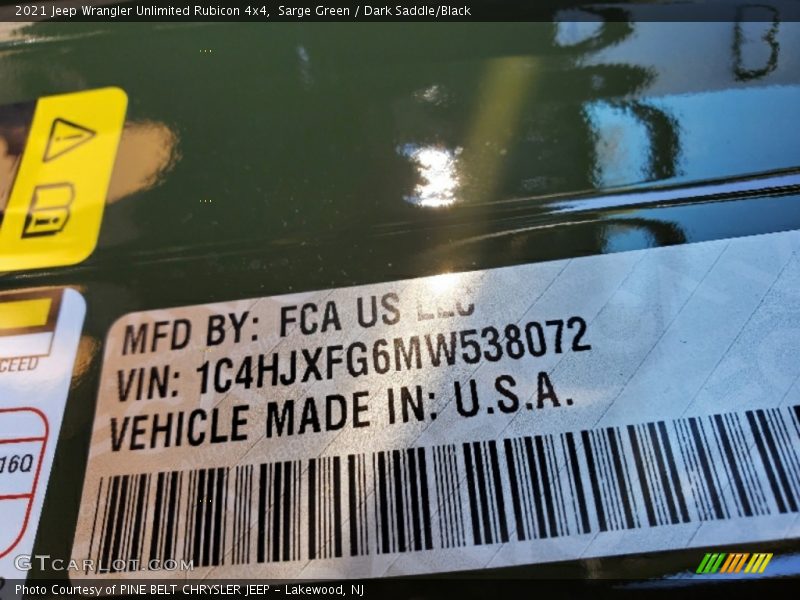 Sarge Green / Dark Saddle/Black 2021 Jeep Wrangler Unlimited Rubicon 4x4