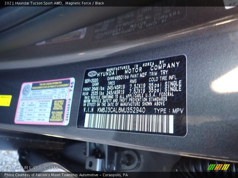 Magnetic Force / Black 2021 Hyundai Tucson Sport AWD
