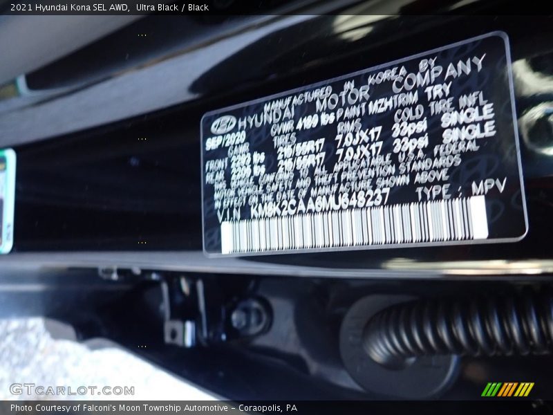 Ultra Black / Black 2021 Hyundai Kona SEL AWD