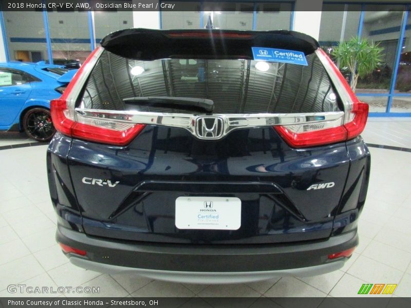 Obsidian Blue Pearl / Gray 2018 Honda CR-V EX AWD