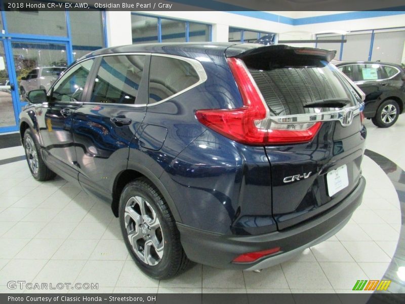 Obsidian Blue Pearl / Gray 2018 Honda CR-V EX AWD