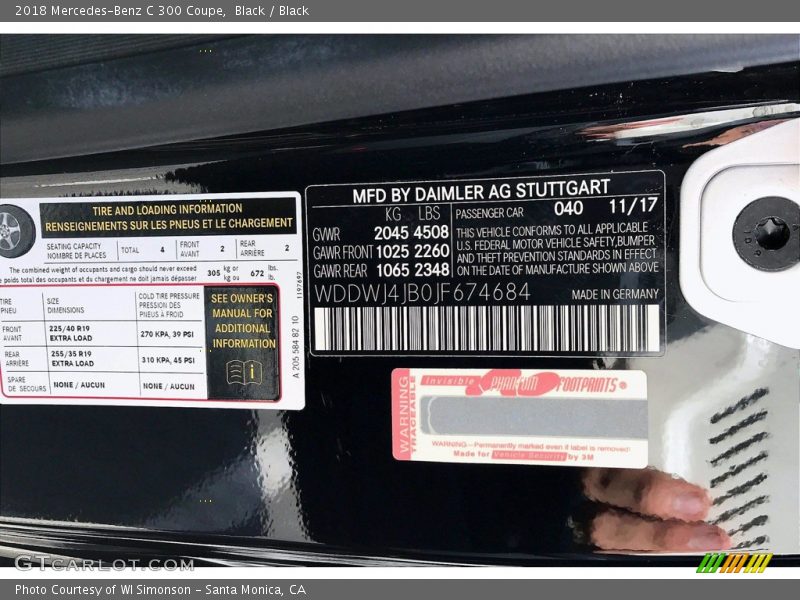 Black / Black 2018 Mercedes-Benz C 300 Coupe