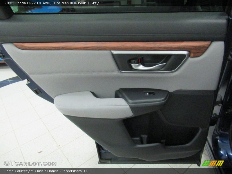 Obsidian Blue Pearl / Gray 2018 Honda CR-V EX AWD