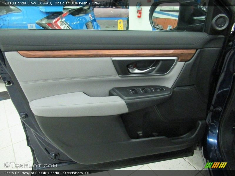 Obsidian Blue Pearl / Gray 2018 Honda CR-V EX AWD