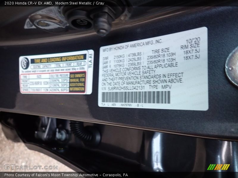 Modern Steel Metallic / Gray 2020 Honda CR-V EX AWD