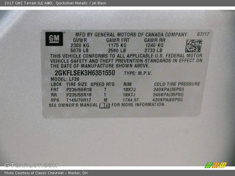 Quicksilver Metallic / Jet Black 2017 GMC Terrain SLE AWD