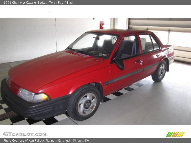 Torch Red / Black 1991 Chevrolet Cavalier Sedan