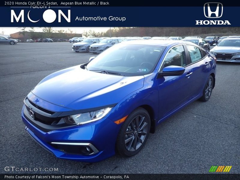 Aegean Blue Metallic / Black 2020 Honda Civic EX-L Sedan