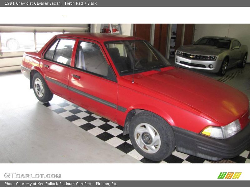 Torch Red / Black 1991 Chevrolet Cavalier Sedan